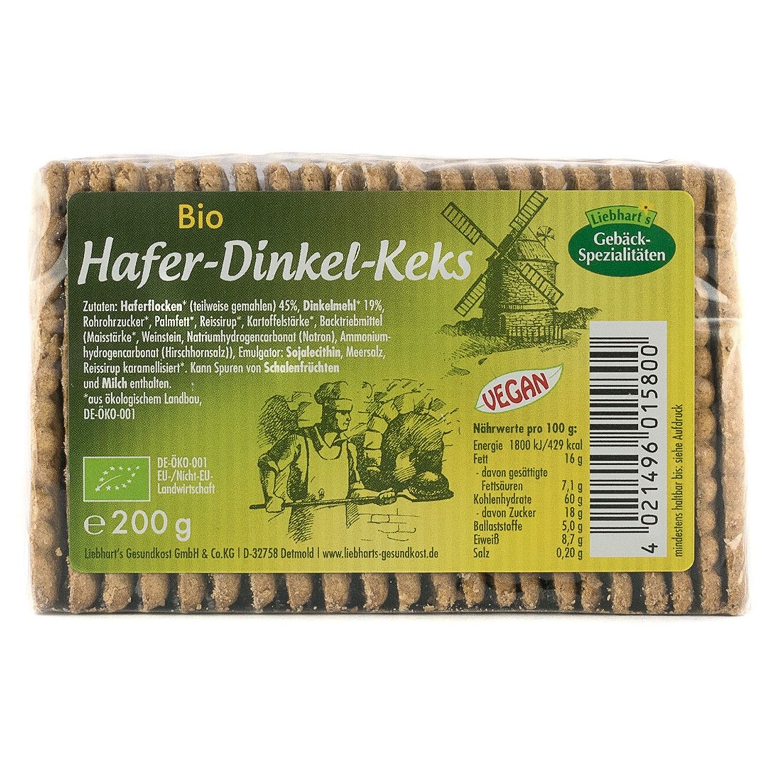 Biscuiti Bio cu ovaz, 200 g Liebhart's fotografia produsului