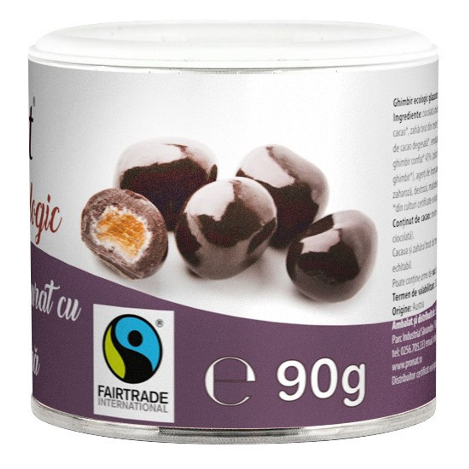 Ghimbir Bio indulcit si glazurat cu ciocolata neagra, 90 gr fotografia produsului View 2 L