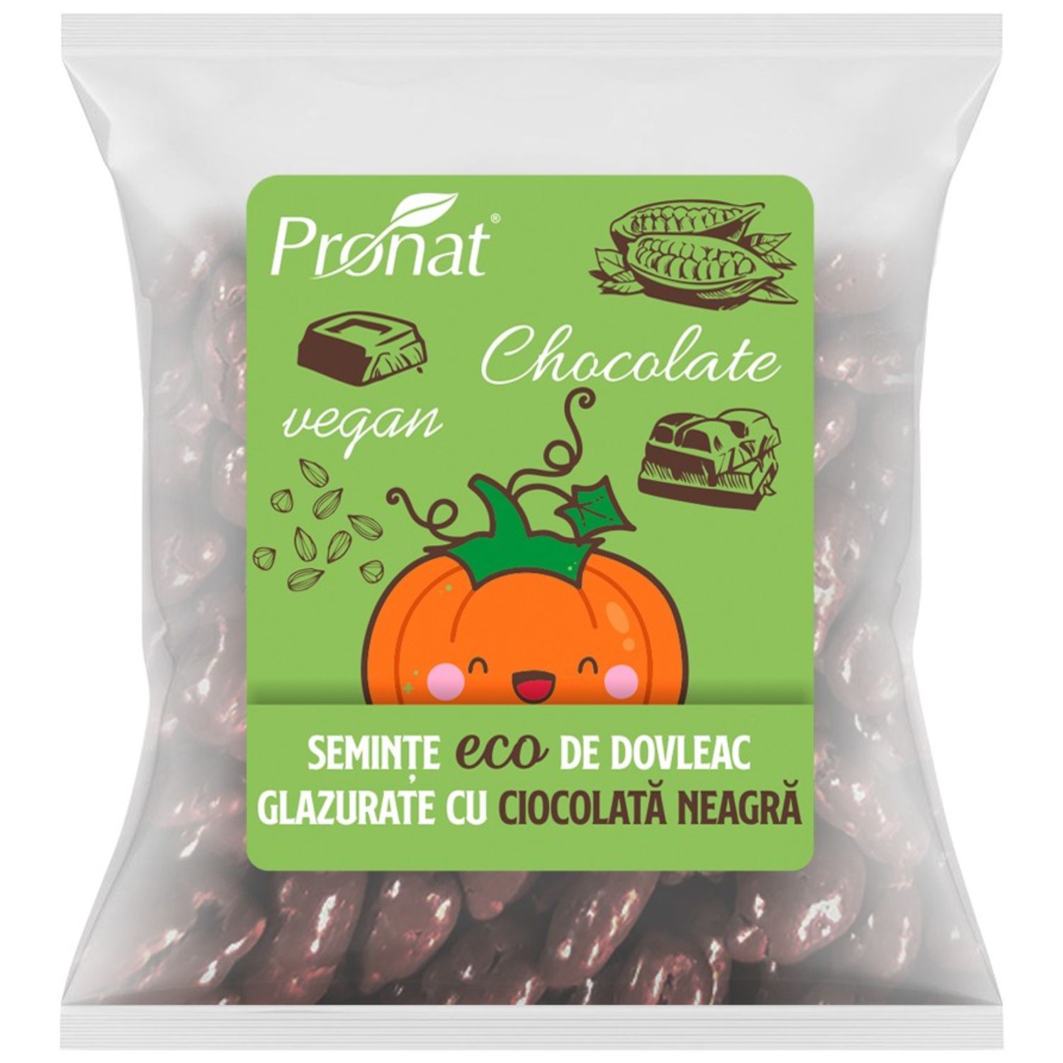Seminte Bio de dovleac glazurate cu ciocolata neagra, 50g fotografia produsului