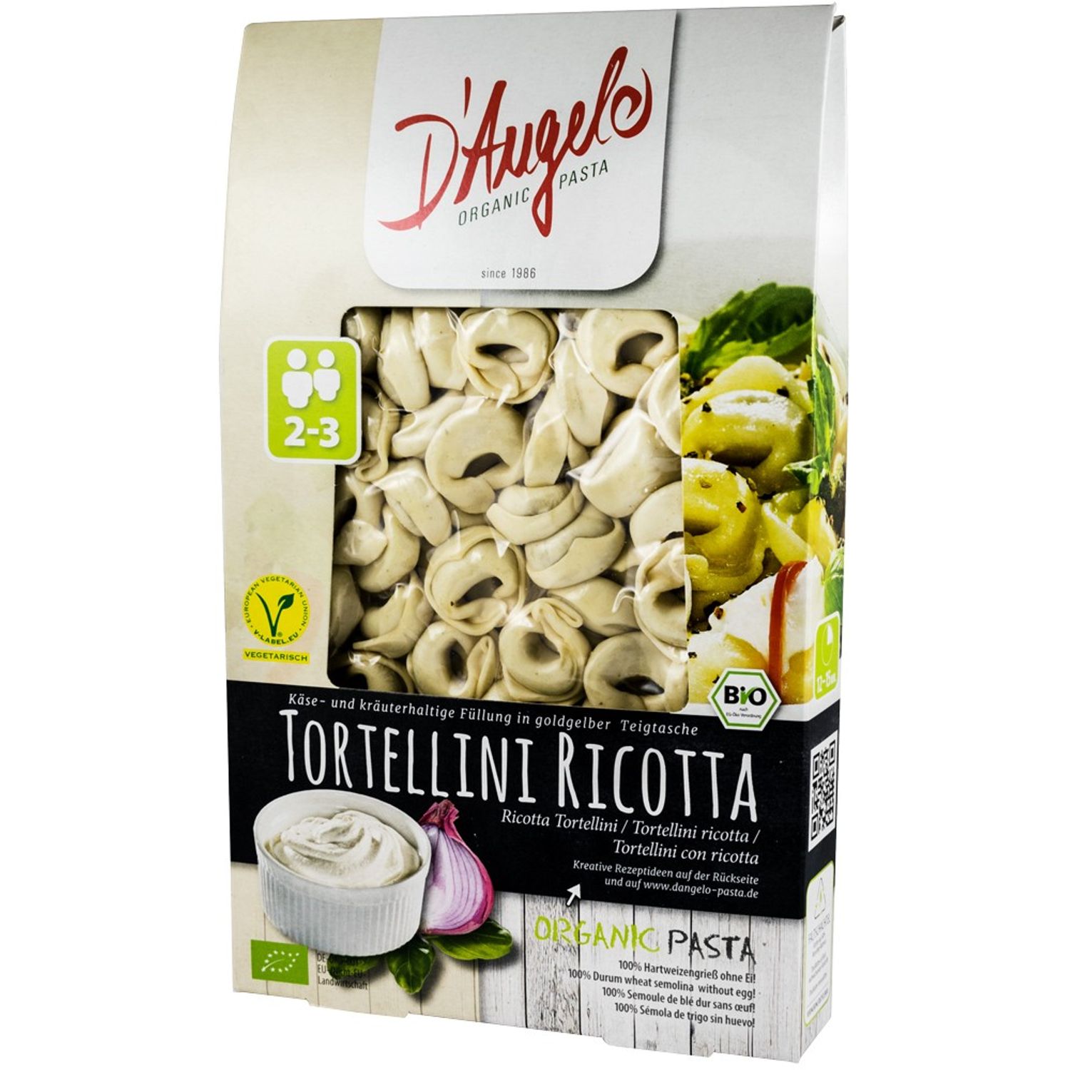 Tortellini Bio cu ricotta, 250g D'Angelo Pasta fotografia produsului