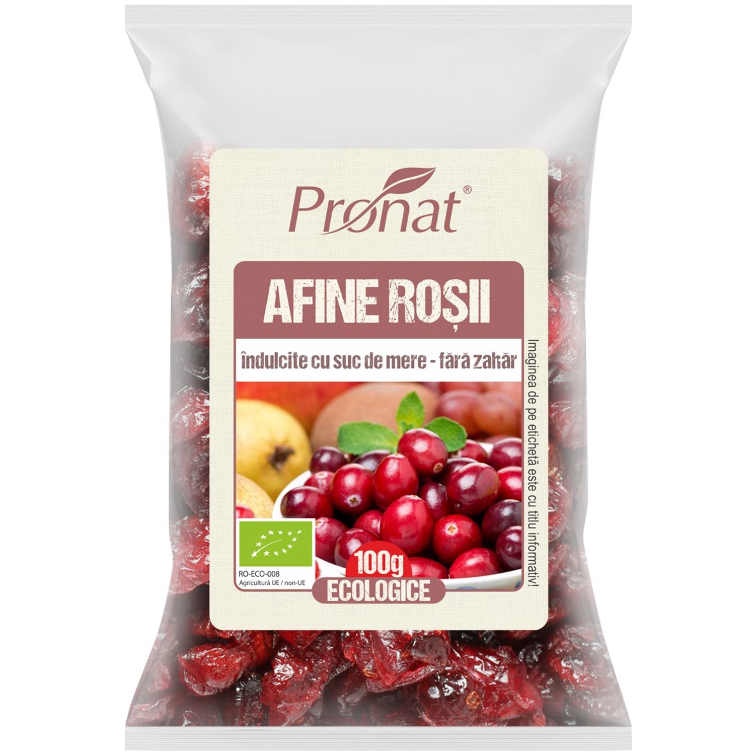 Afine rosii Bio indulcite cu suc de mere, 100g fotografia produsului