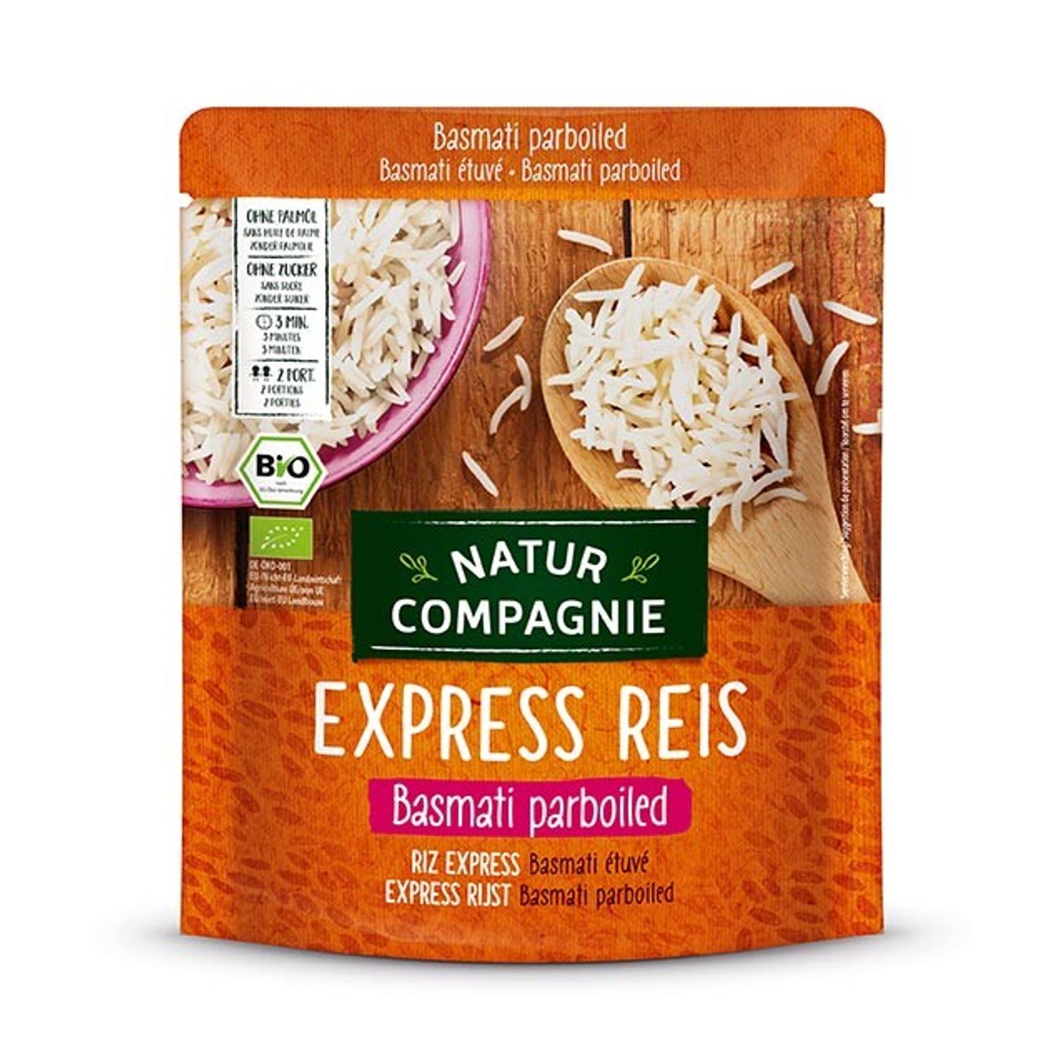 Orez basmati Bio cu bob lung, prefiert, express reis, 250 g Natur Compagnie fotografia produsului