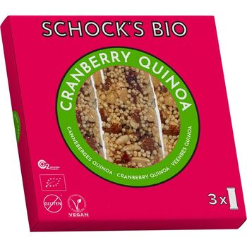 Batoane bio crocante cu afine rosii, migdale si quinoa 3x25 g schock's