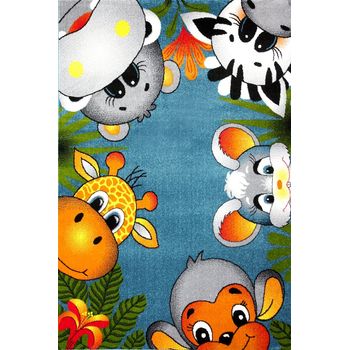 Covor pentru copii, kolibri animalute 11058, albastru, 200x300 cm, 2300 gr/mp