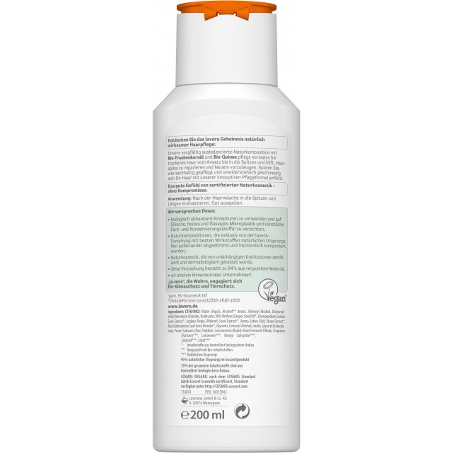 Balsam Bio reparator si ingrijire, 200ml Lavera fotografia produsului View 2 L
