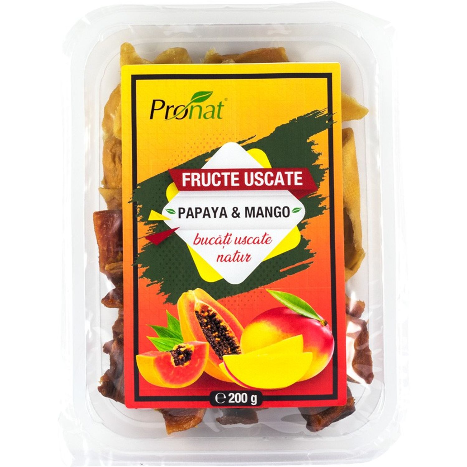 Papaya si mango fructe uscate natur 200g fotografia produsului