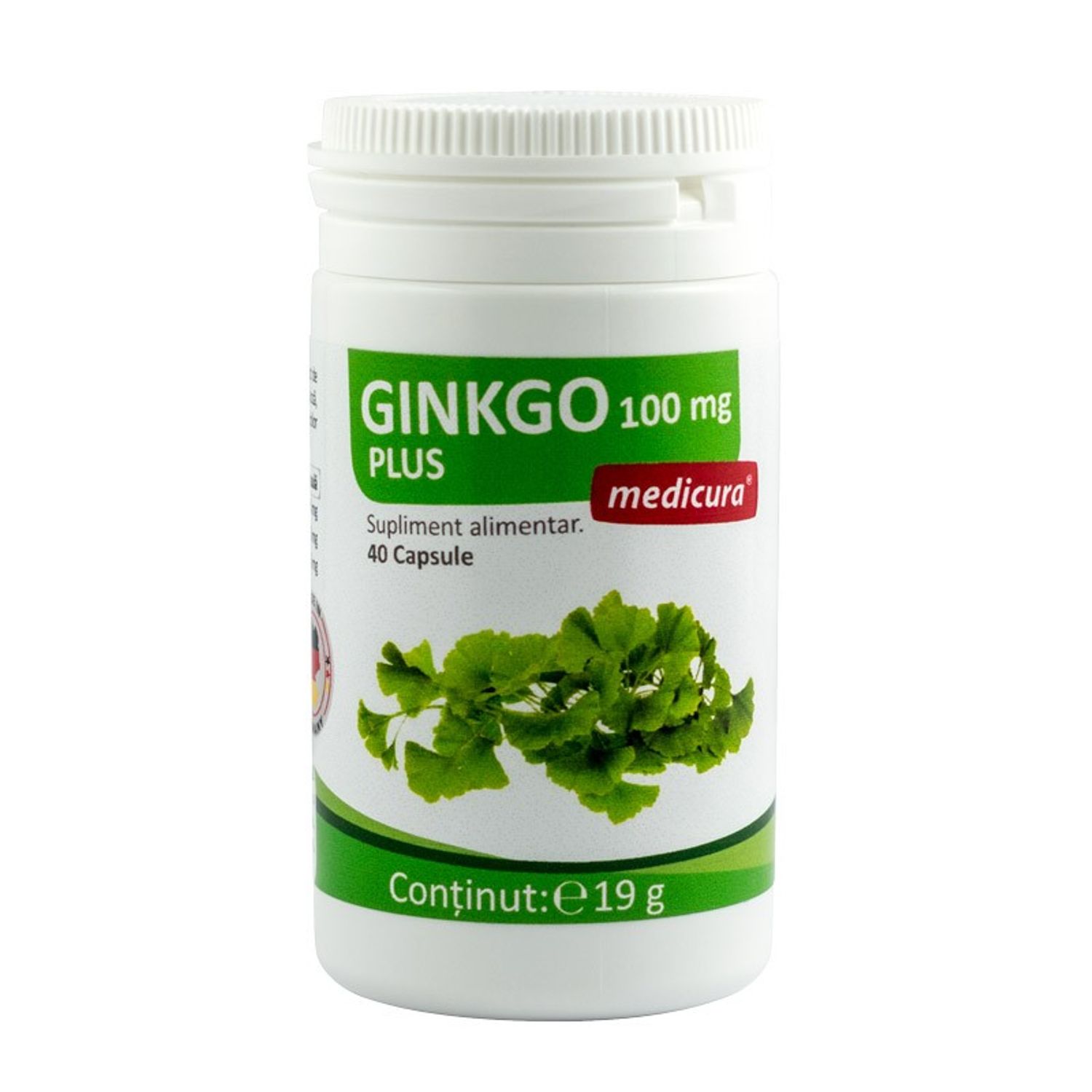 Ginkgo biloba 100 mg plus, 40 capsule medicura fotografia produsului