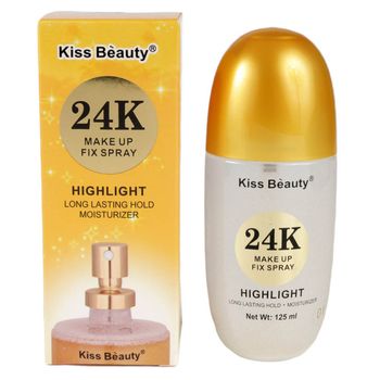 Spray Iluminator Fixare Machiaj cu Particule de Aur 24K, Rezistent la transfer, Kiss Beauty Makeup Fix, 01 Argintiu, 125 ml image12