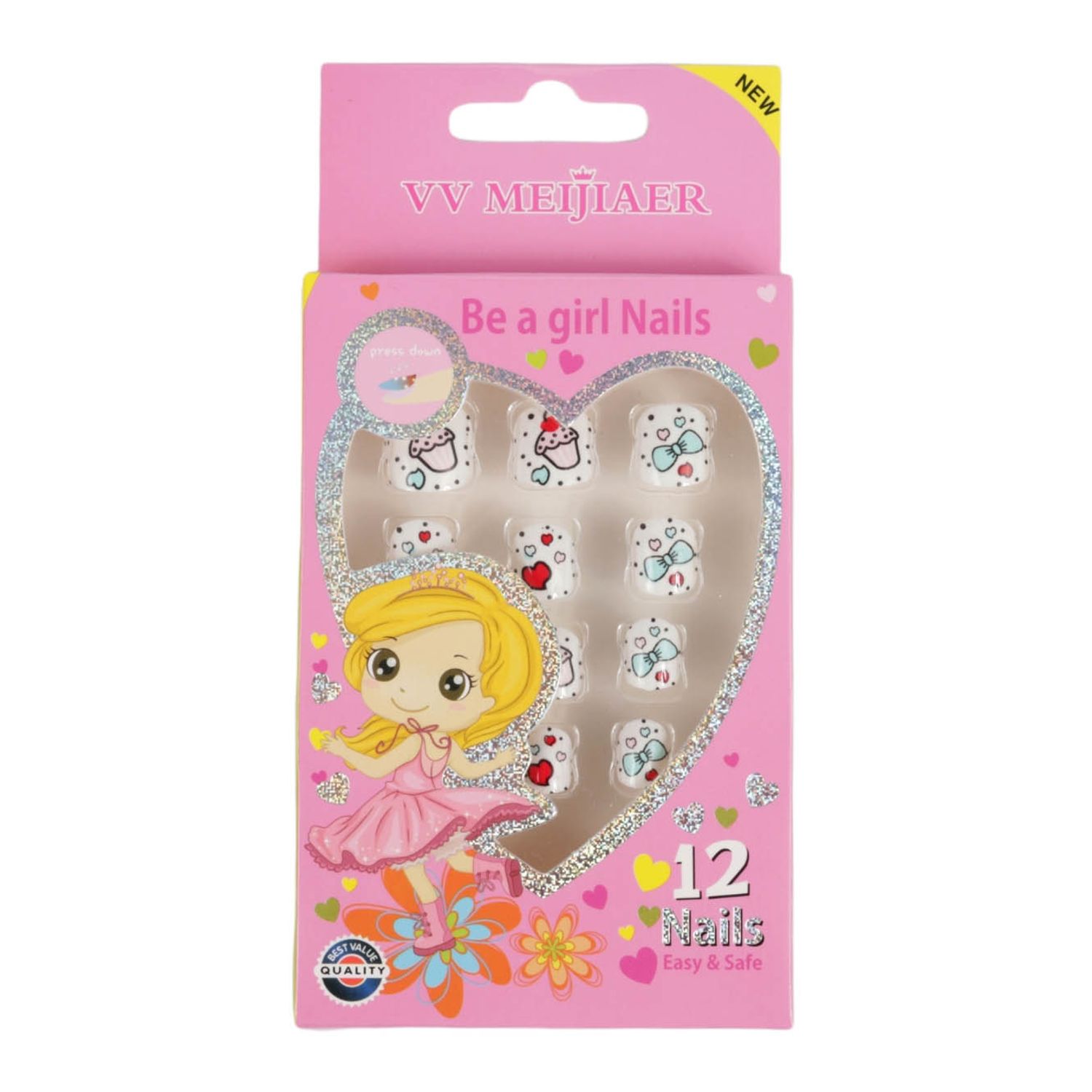 Set 12 Unghii False Pentru Copii, 02 Briose si Fundite fotografia produsului