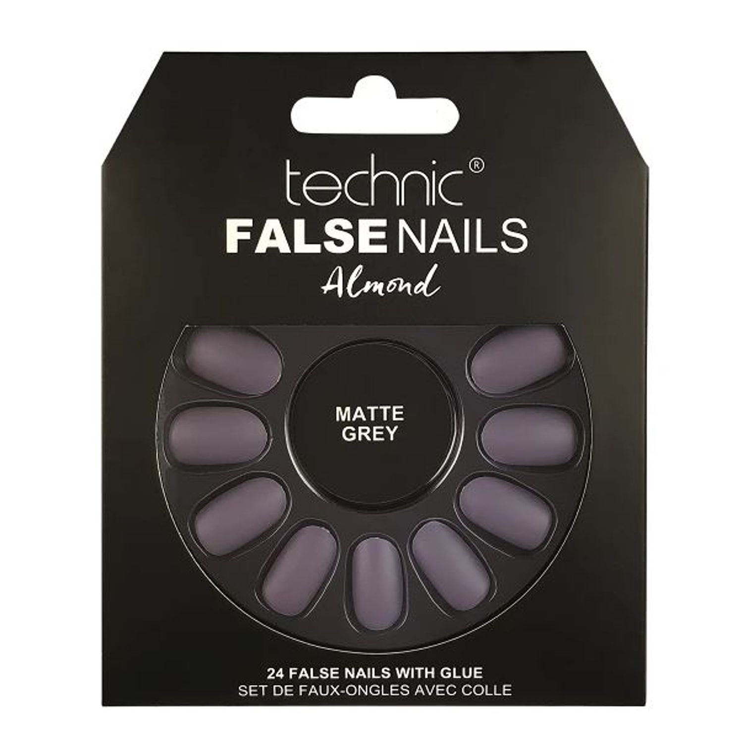 Set 24 Unghii False cu adeziv inclus Technic False Nails, Almond, Matte Grey fotografia produsului