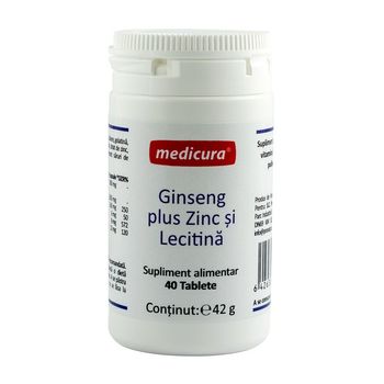 Ginseng plus zinc si lecitina 40 tablete medicura