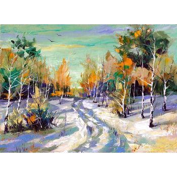 Tablou canvas, winter road to wood dph1092598, 100 x 70 cm