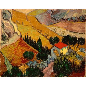 Tablou canvas reproducere, printly, van gogh landscape with house and ploughman, 70 x 50 cm