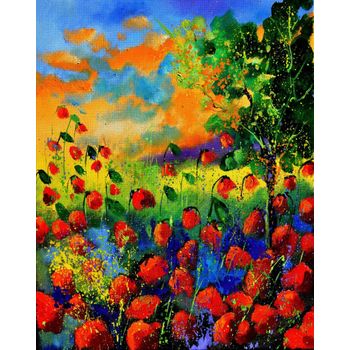 Tablou canvas pentru living, gradina cu flori, printly, 50 x 70 cm