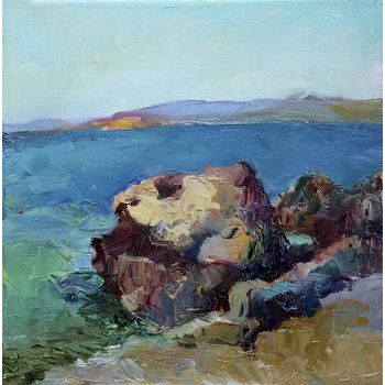 Tablou canvas, oil painting sea stones dph218531552, 100 x 70 cm