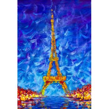 Tablou canvas, glowing night eiffel tower blue dph210144686, 100 x 70 cm