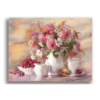 Tablou canvas, flori de toamna in vaza, printly, 100x70cm