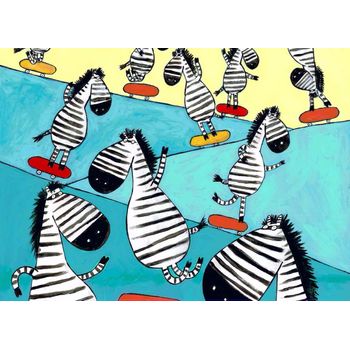 Tablou canvas pentru camera copilului, zebra skate, printly, 70 x 50 cm