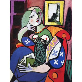 Tablou cubist reproducere picasso, printly, woman with a book, 50 x 70 cm