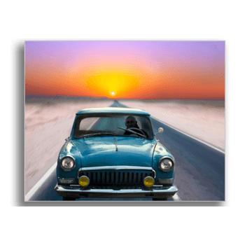 Tablou canvas, blue vintage car, printly, 100x70cm