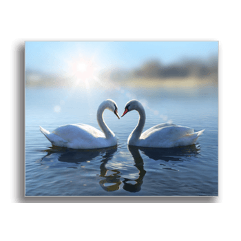 Tablou canvas, swans in love, printly, 100x70cm