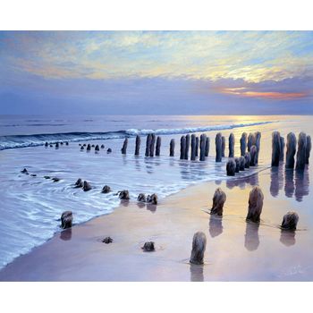 Tablou canvas living, rasarit la mare, printly, 70 x 50 cm