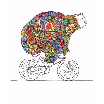 Tablou canvas pentru camera copilului, printly, bear biking, 50 x 70 cm