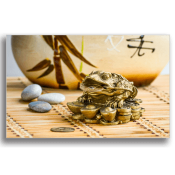 Tablou canvas, gold feng shui frog, printly, 100x70cm