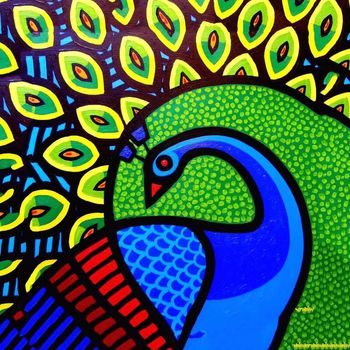 Tablou canvas pentru bucatarie & bar, paun, printly, 70 x 70 cm