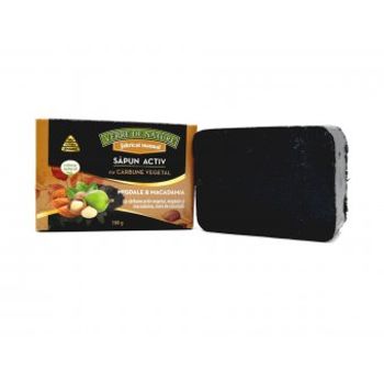 Sapun activ cu carbune vegetal, migdale, macadamia si note de ciocolata 100 g