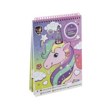 Carte de colorat A4 Unicorn cu stickere Grafix GR150052 elefant 2022