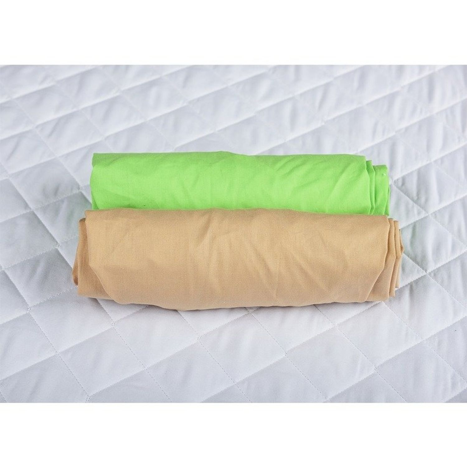 BabyNeeds - Set 2 cearceafuri cu elastic 120x60 cm, Cappuccino+Verde fotografia produsului View 2 L