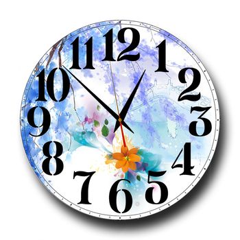 Ceas din sticla cu flori 20x20 cm