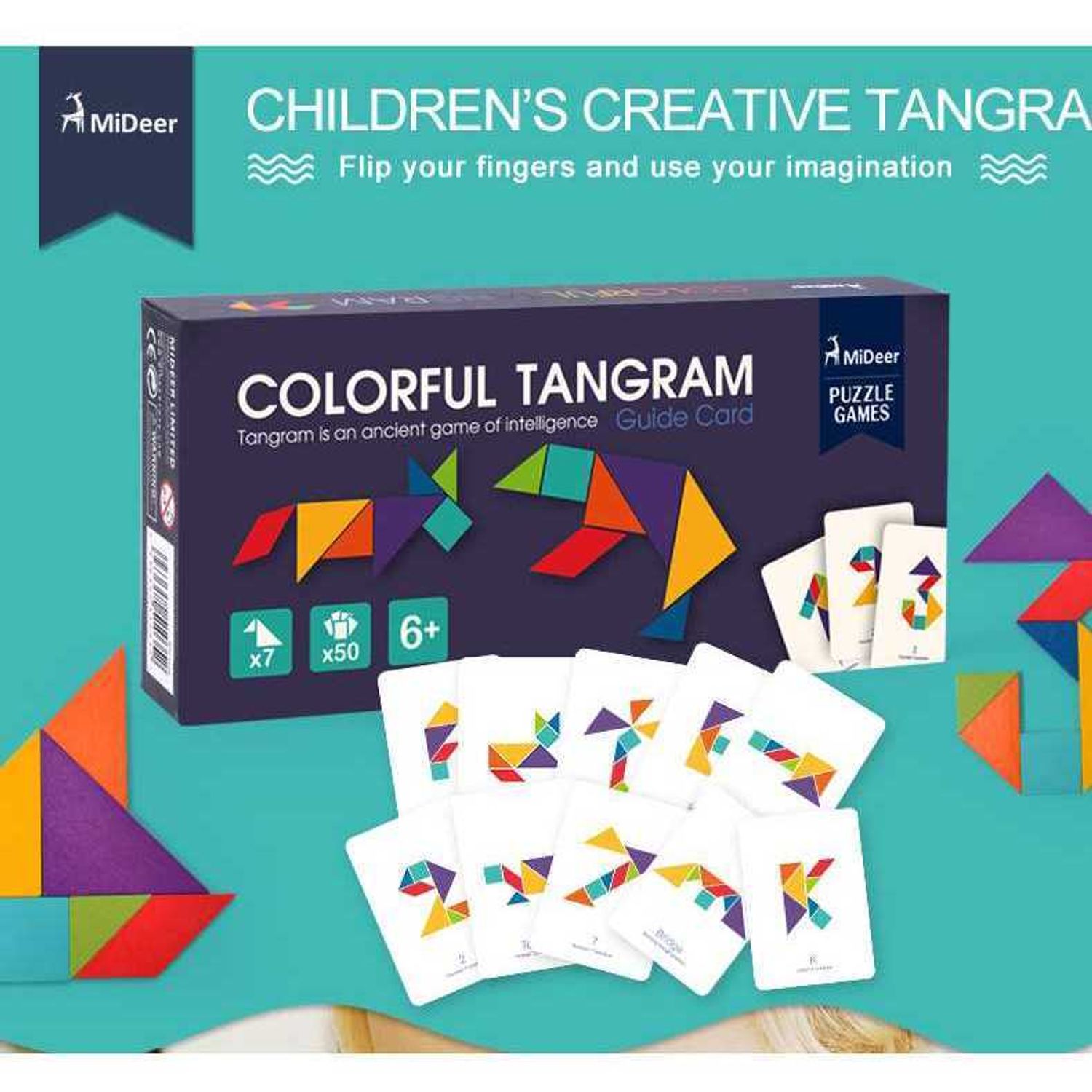 Joc educativ Tangram Colorat Mideer MD1035 fotografia produsului View 4 L