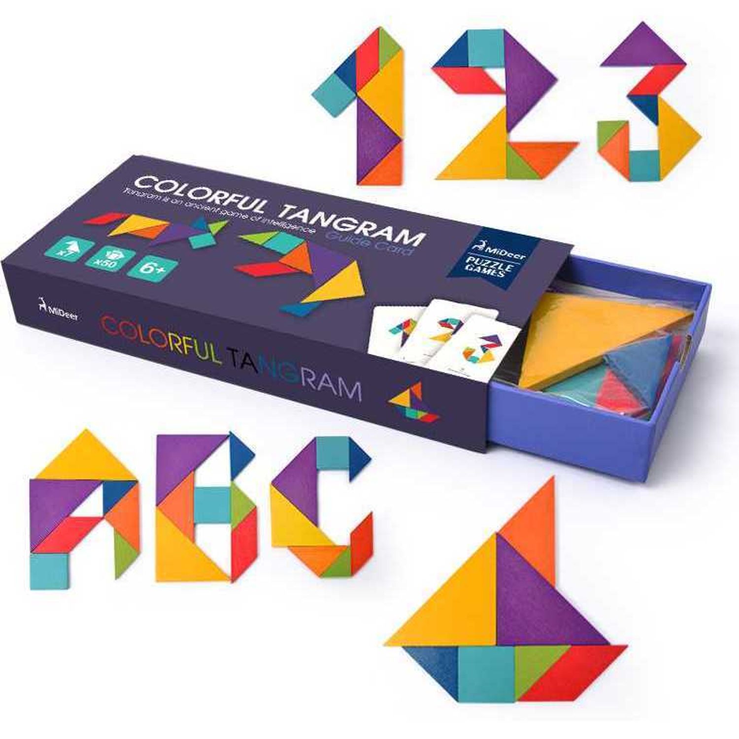 Joc educativ Tangram Colorat Mideer MD1035 fotografia produsului View 5 L