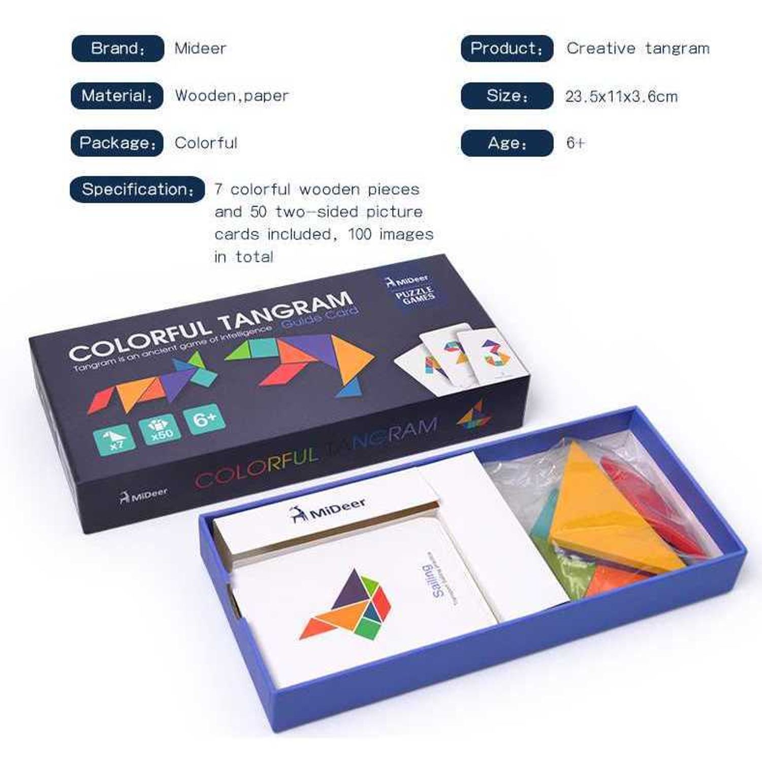 Joc educativ Tangram Colorat Mideer MD1035 fotografia produsului View 8 L