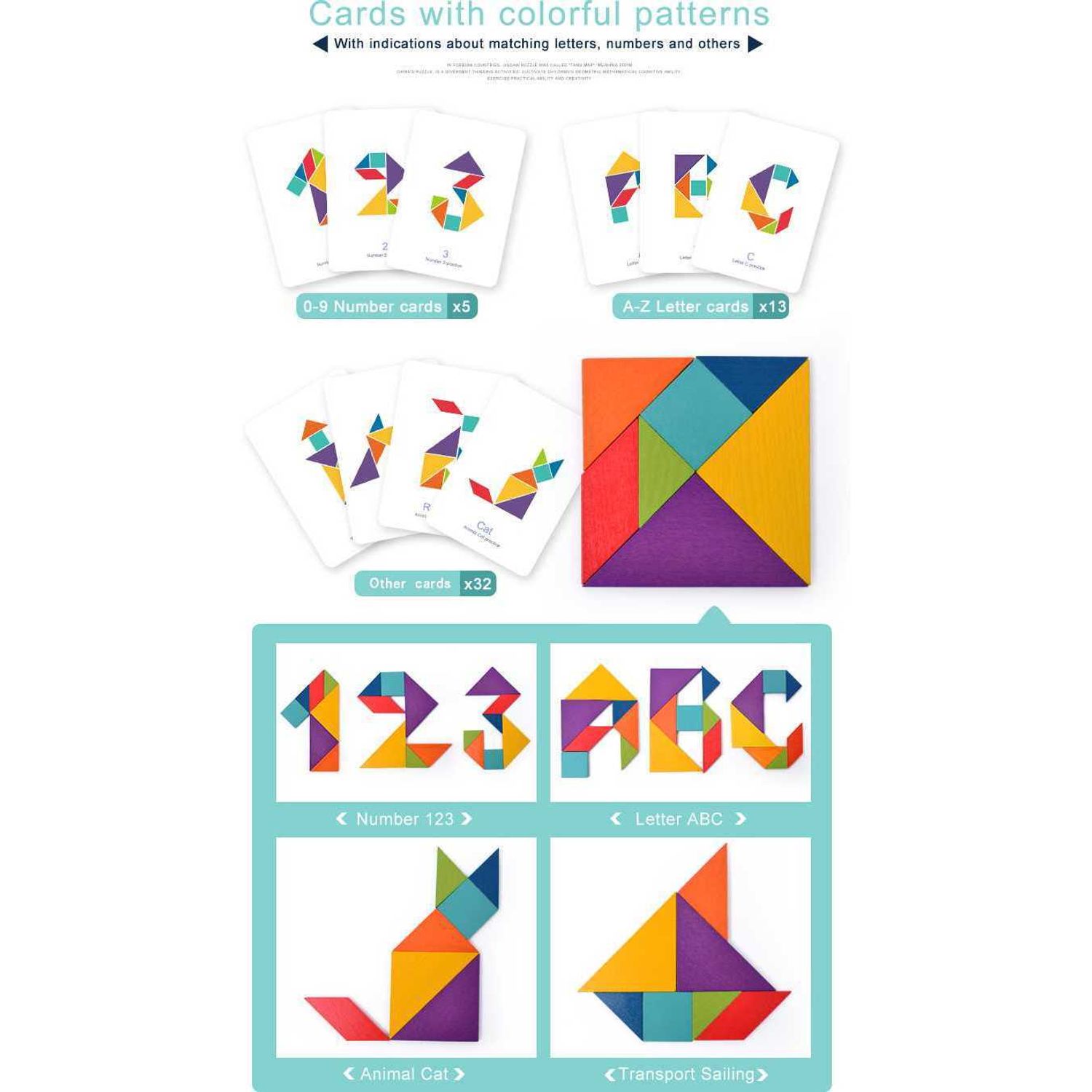 Joc educativ Tangram Colorat Mideer MD1035 fotografia produsului View 6 L