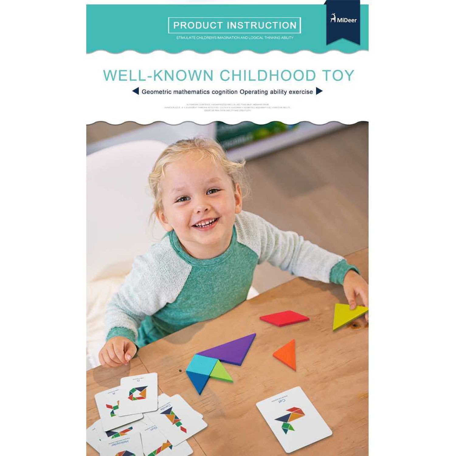 Joc educativ Tangram Colorat Mideer MD1035 fotografia produsului View 9 L
