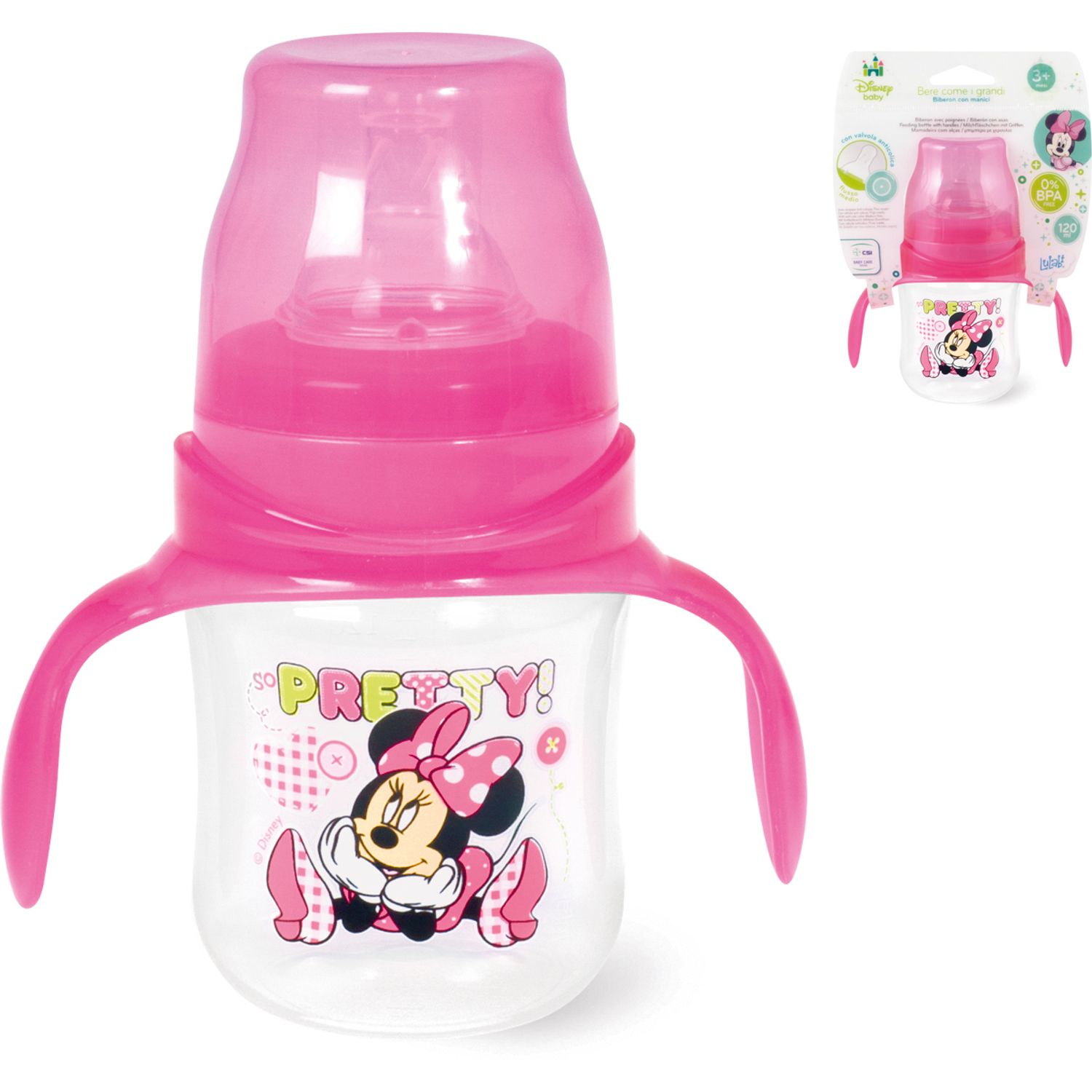 Biberon cu maner 120 ml Minnie Lulabi 8089612 fotografia produsului View 3 L
