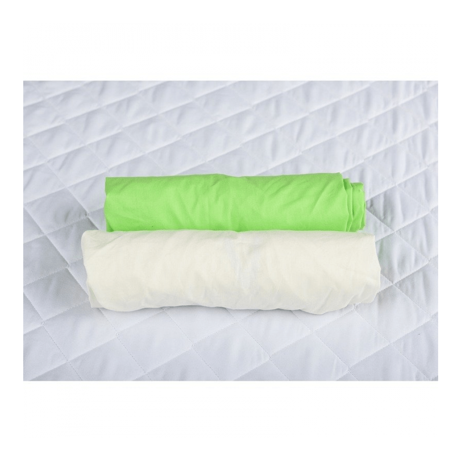 BabyNeeds - Set 2 cearceafuri cu elastic 140x70 cm, Verde+Alb fotografia produsului