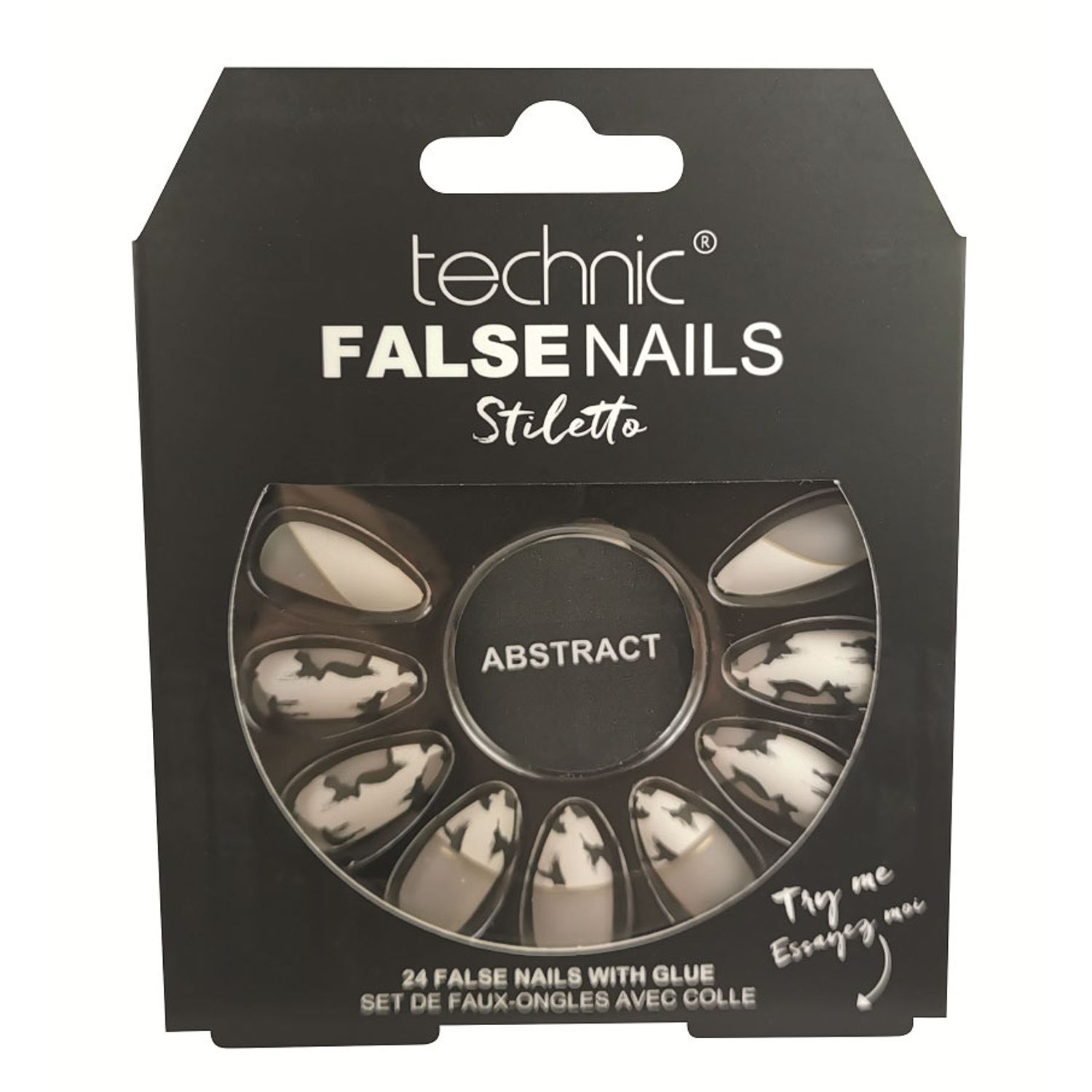 Set 24 Unghii False cu adeziv inclus Technic False Nails, Stiletto, Abstract fotografia produsului