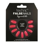 Set 24 Unghii False cu adeziv inclus Technic False Nails, Squareletto, Gloss Hot Coral fotografia produsului