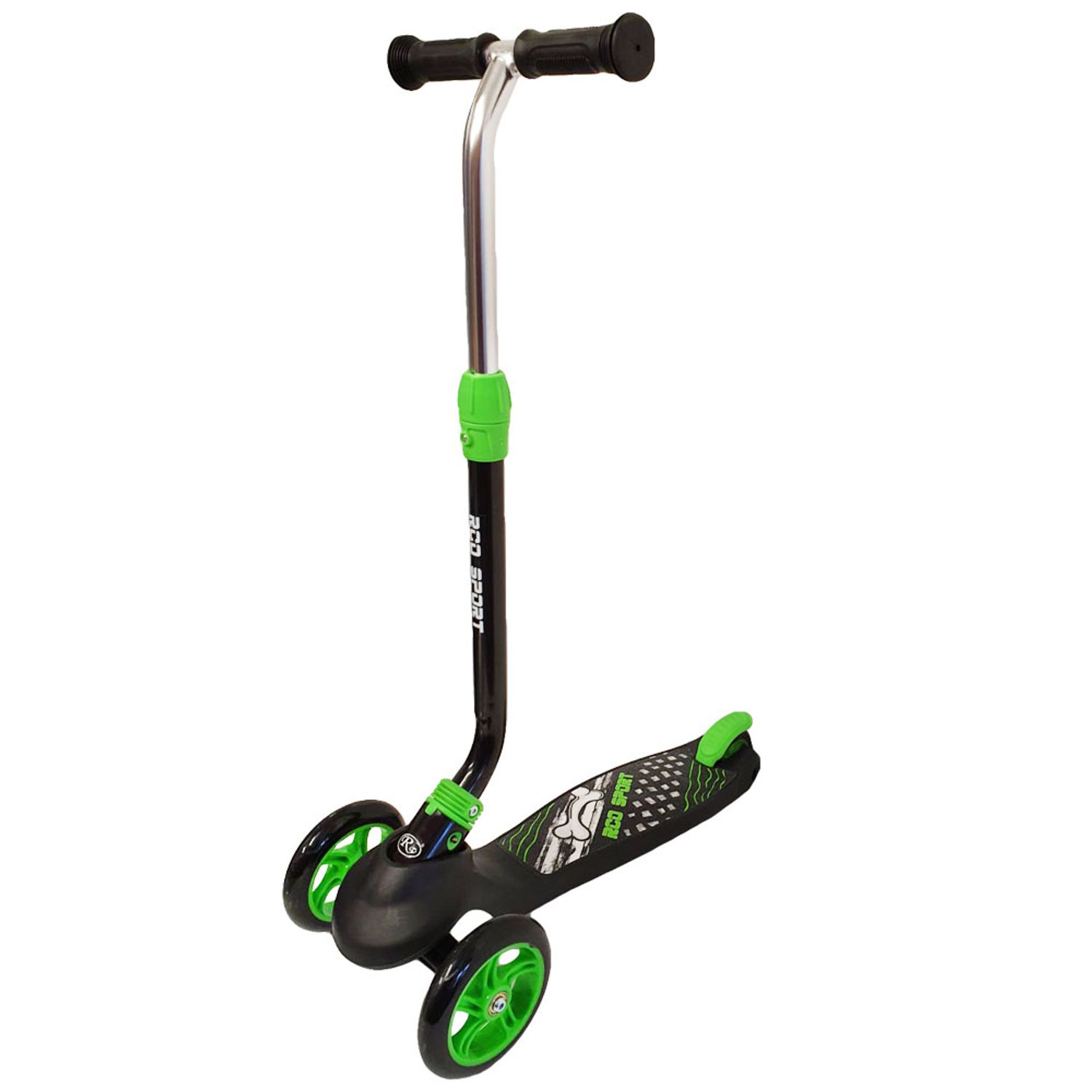 Trotineta pliabila pentru copii cu roti PU, PC57, negru cu verde fotografia produsului