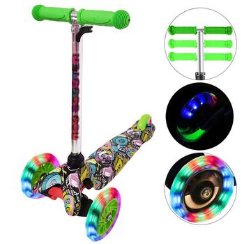 Trotineta cu 3 roti si luminite multicolore, verde, pc 54-d