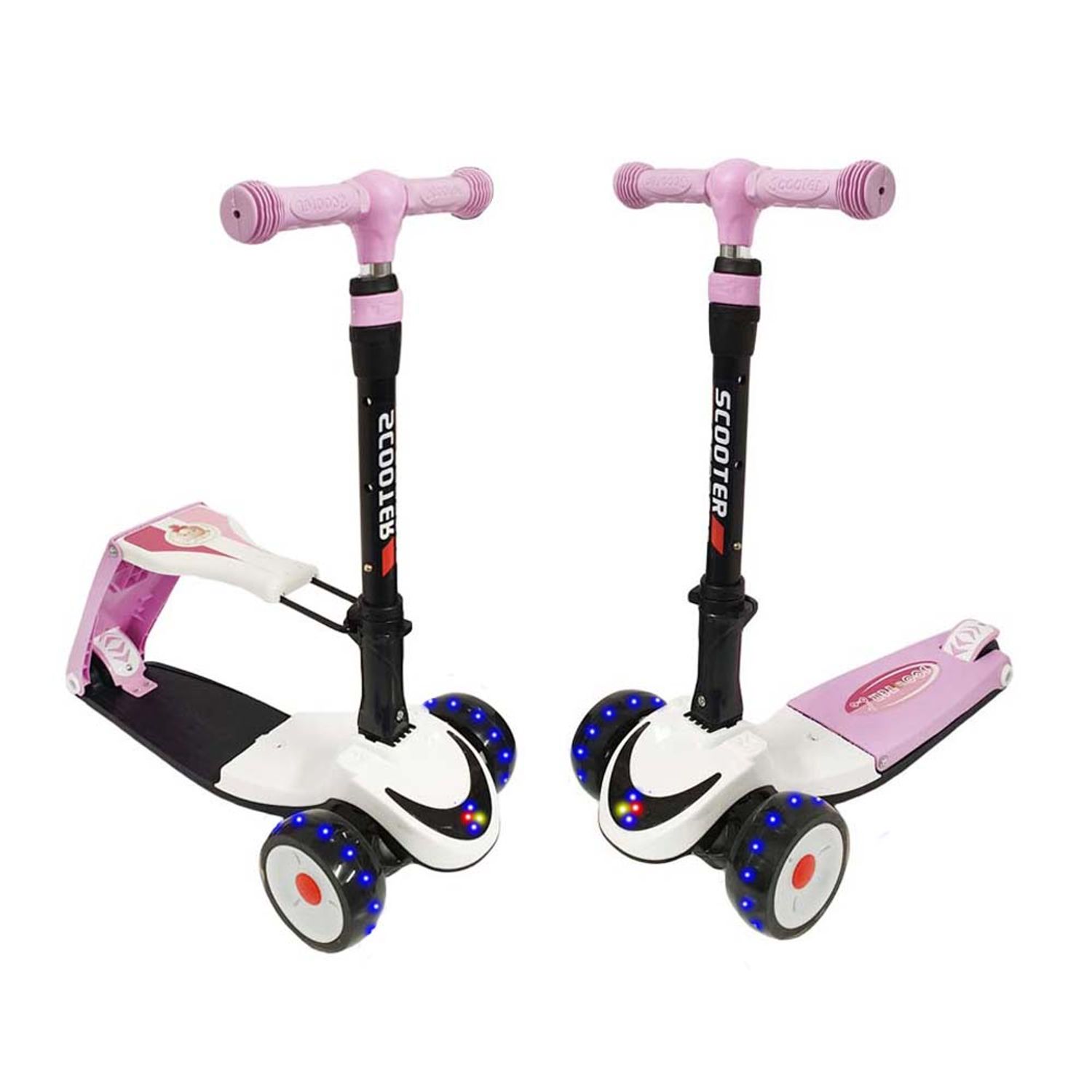 Trotineta Convertibila 2 In 1 Scooter & Ride-On, cu lumini si muzica, Mov, PC 77-C fotografia produsului