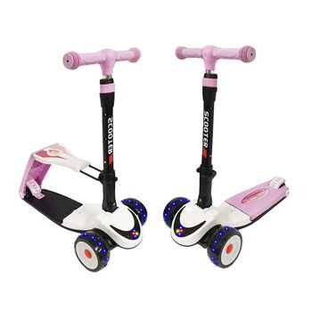 Trotineta convertibila 2 in 1 scooter & ride-on, cu lumini si muzica, mov, pc 77-c