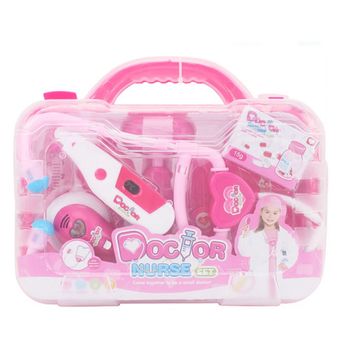 Set trusa de doctor pentru copii cu 9 accesorii, roz, dr 1504a