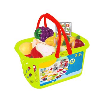 Set jucarii pentru copii cos cu fructe si legume de taiat, super market, 18 piese vg 1011