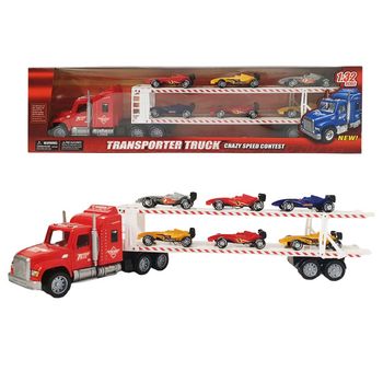 Jucarie – camion de transport cu masinute formula 1, 6 buc, wr 1009