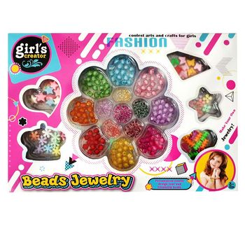 Set creativ pentru confectionat bratari, 19 tipuri de margele, multicolor, dj 2008